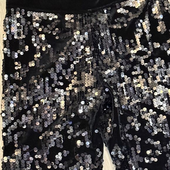 Express Black Sequin Pants High Rise XS Elastic Waist Skinny Legging Evening - Picture 3 of 8
